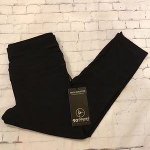 Womens black leggings 90 Degree by reflex yoga pants m high waist crop